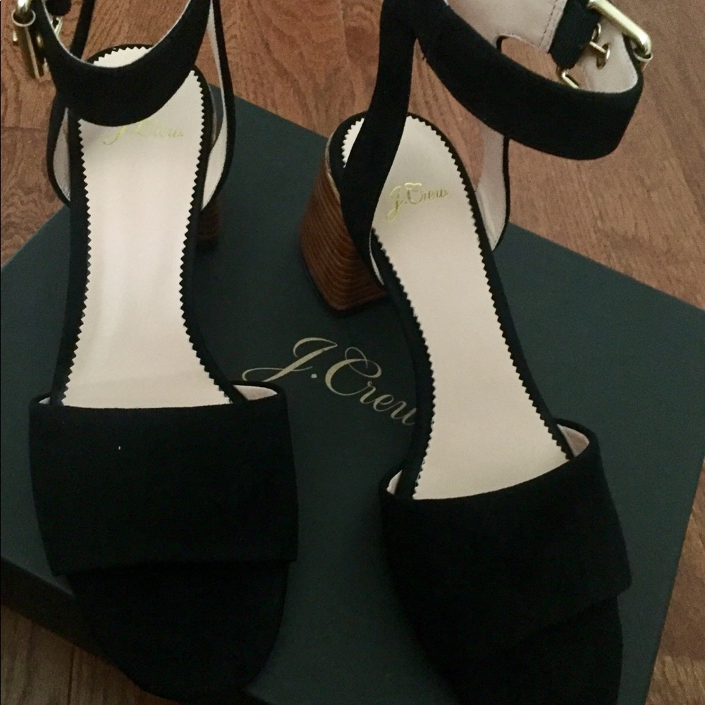 JCrew Wide Strap Suede Sandals